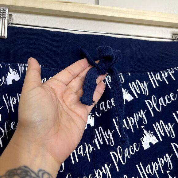Disney Shorts Plus 3X Disneyland Blue Novelty My Happy Place Terry Cloth Pockets - Picture 3 of 11